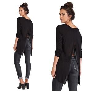 #T111 Saint Grace Black Open Back V Long Sleeve Top SZ S $83